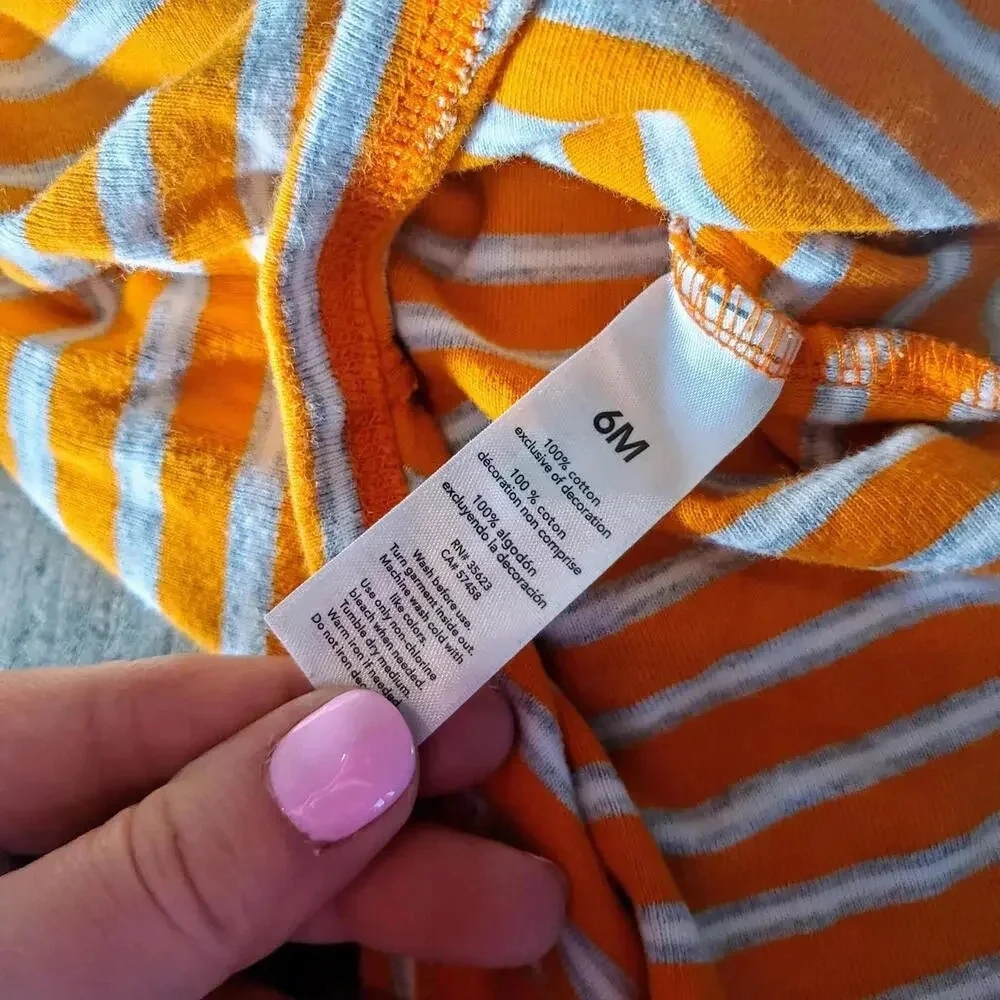 Carter's Baby Boy 6m 6 months Cotton Striped Bodysuit Bundle Orange Blue NWOT
